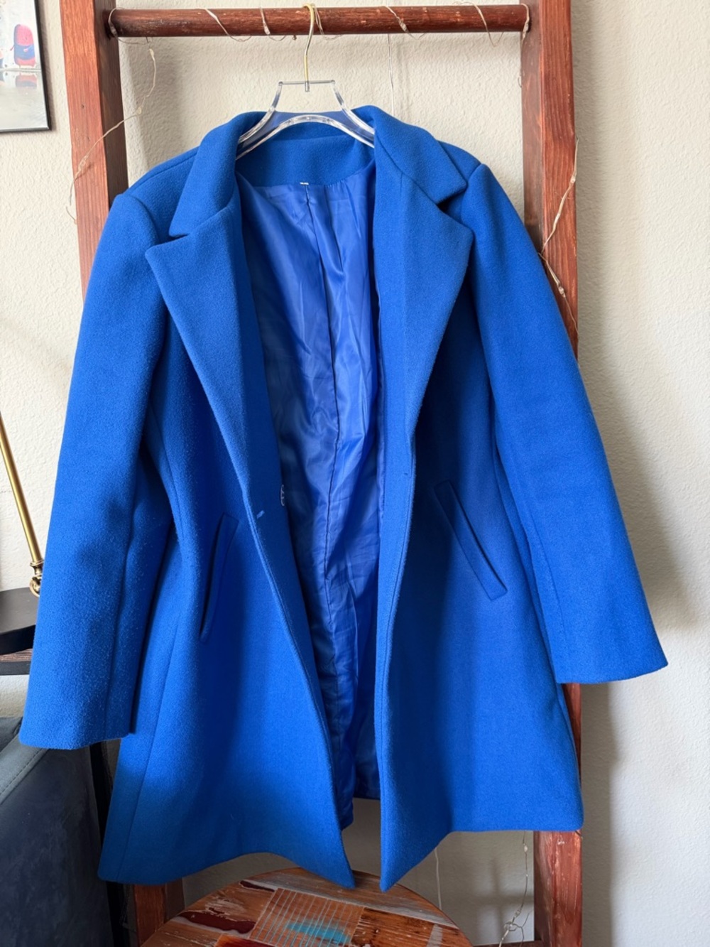 Women's Cobalt Blue Long Peacoat